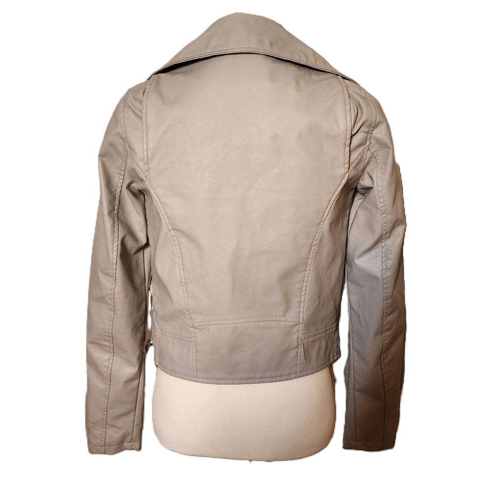 Therapy Grey Asymmetrical Zipper Notched Lapel Biker Jacket Women's Small - Picture 3 of 13